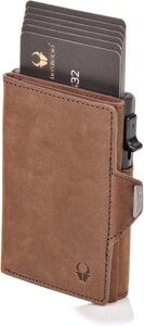 Тонкий шкіряний гаманець з перекидним чохлом ROSSETTO з RFID захистом (коричневий)
