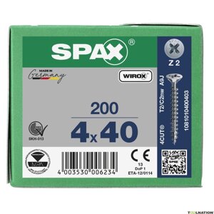 Універсальні шурупи SPAX 4x40 мм, 200 шт, з потужною різьбою