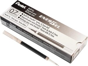 Заправка чорнила Pentel EnerGel 0,7 мм, голчастий наконечник, чорний, 12 шт