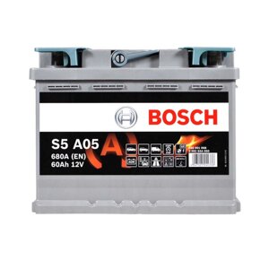 Акумулятор автомобільний BOSCH AGM (S5A 050) (L2) 60Ah 680A R+