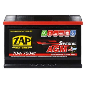 Автомобільний акумулятор ZAP AGM (L3) 70Ah 760A R+570 02)