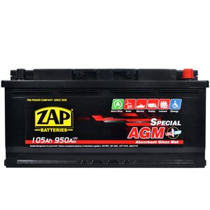 Автомобільний акумулятор ZAP AGM (L6) 105Ah 950A (605 02) R+
