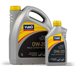 Моторна олива Yuko Max Synthetic 0w20, 1л Для бензинових і дизельних двигунів нового покоління