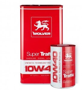 Напівсинтетичне моторне масло Wolver Super Traffic 10w40, 1л Для бензинових і дизельних двигунів, а так само на газі 5л
