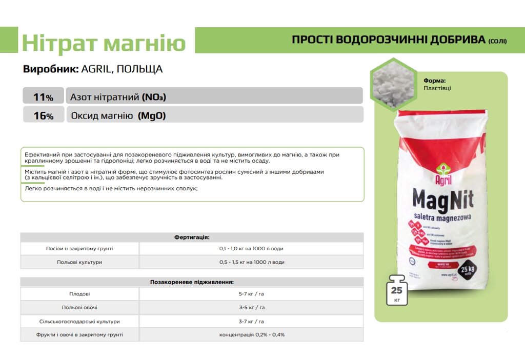 Нітрат магнію Виробник: AGRIL, ПОЛЬЩА - 25 кг від компанії ФармХіміка - фото 1