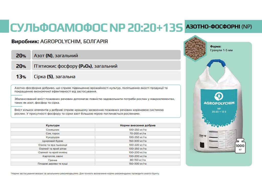 Сульфоамофос NP 20:20+13S від компанії ФармХіміка - фото 1