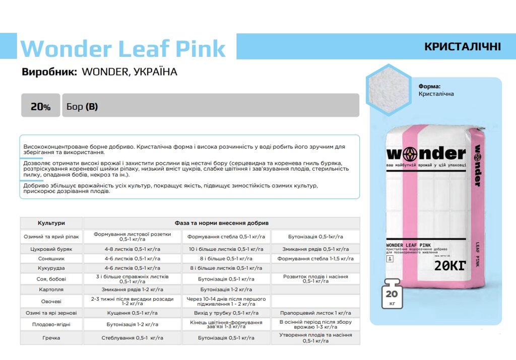 Wonder Leaf Pink Виробник: WONDER, УКРАЇНА - 20 кг від компанії ФармХіміка - фото 1