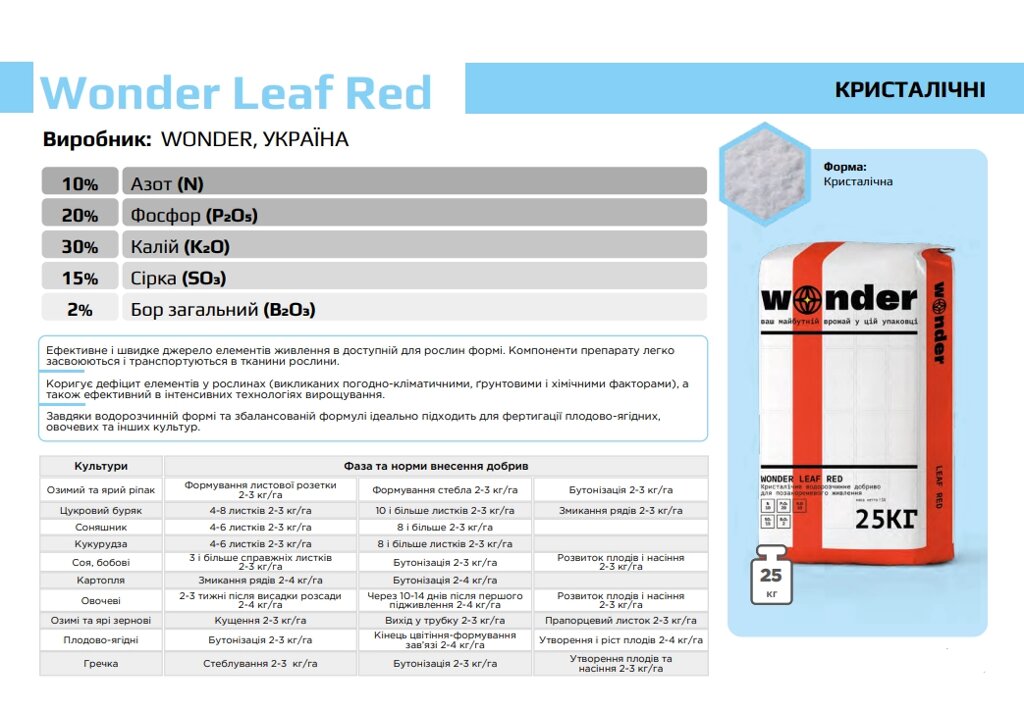 Wonder Leaf Red Виробник: WONDER, УКРАЇНА - 25 кг від компанії ФармХіміка - фото 1