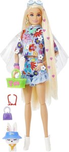 Барбі Екстра No12 у квітковому костюмі з кроликом Barbie Extra Doll #12