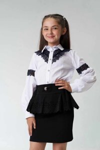 Блуза с кружевом на девочку, шкільна блуза