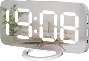 Цифровий будильник Miowachi, великий дзеркальний світлодіодний годинник