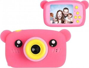 Дитячий фотоапарат цифровий оригінал X500 Ведмедик рожевий/блакитний