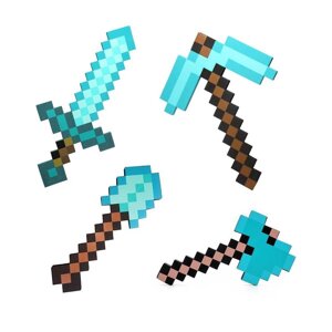Набір зброї алмазний Меч Кірка Сокира Лопата з МАЙНКРАФТ ⁇ Minecraft