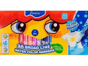 Набір водних фломастерів товстих Marco Super Washable Jumbo 36 кольорів
