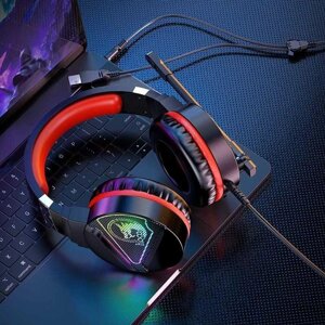 Навушники Ігрові з RGB-підсвіткою і мікрофоном, гарнітура HOCO W104