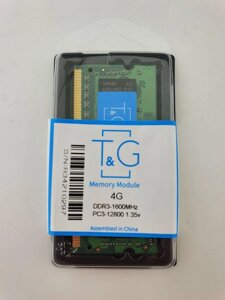 Нова пам'ять T&amp,G SO-DIMM 4gb DDR3 1600mhz 1.35V, CL-11, PC3-12800