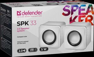 Нові Колонки 2.0 система Defender SPK 33 білий, 5 Вт, живлення від USB
