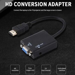 Новий перехідник HDMI to VGA 1080P HD + шнур AUX audio cable 3,5 mm