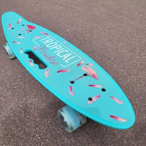 Пенніборд із ручкою Flamingo зі світними колесами, Penny Board