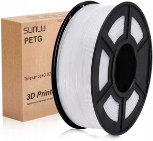 Пластик, філамент 3D принтера SUNLU PETG 1,75 мм 1 кг білий філамент