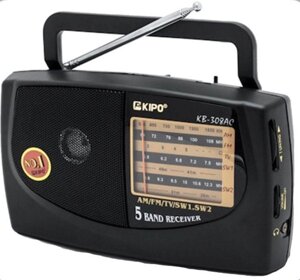 Радіоприймач KIPO KB-308AC автономний радіоприймач 5 хвильовий