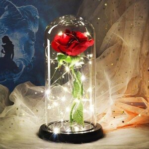 Троянда в колбі з підсвіткою UKC Вічна троянда Червона