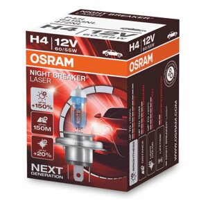 Галогенова лампа OSRAM H4 64193NL night breaker LASER NG +150% 60/55W 12V P43T 1шт