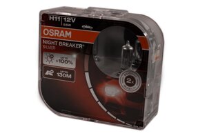 Комплект галогенових ламп Osram 64211NBS Night Breaker Silver +100 H11 55W 12V PX29t 10X2 HardDuopet