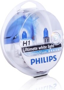 Комплект галогенових ламп PHILIPS 12258DVS2 H1 55W 12V P14,5s Diamond Vision