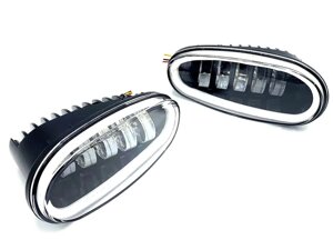 Комплект протитуманних LED фар для автомобілів Daewoo Lanos, Sens на 5 лінз 50W + DRL (металевий корпус)