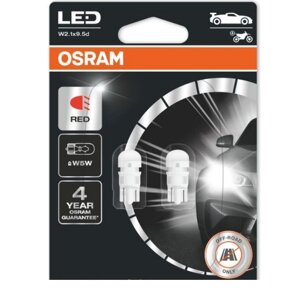 Комплект світлодіодних ламп OSRAM 2825DRP-02B W5W Red 12V