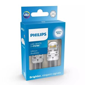 Комплект світлодіодних ламп Philips 11498CU60X2 P21W LED Ultinon Pro6000 SI 12V BA15S white