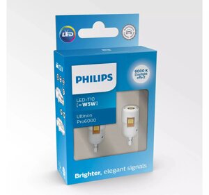 Комплект світлодіодних ламп Philips 11961CU60X2 W5W (T10) LED white Ultinon Pro6000 SI 6000 K