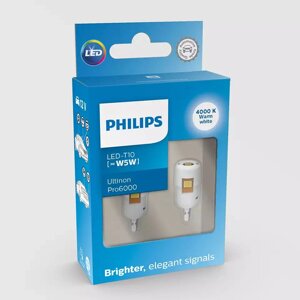 Комплект світлодіодних ламп Philips 11961WU60X2 W5W (T10) LED white Ultinon Pro6000 SI 4000 K