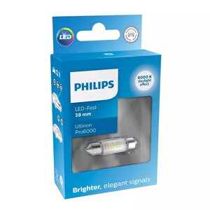 Світлодіодна лампа Philips 11854CU60X1 White Ultinon Pro6000 12V C5W 38mm 6000K 1pcs. blister