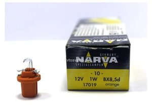 Вказівна лампа розжарювання NARVA 17019 12V 1,0W BX8,5D orange