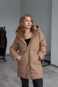 Куртка жіноча зимова світло-коричнева XL L