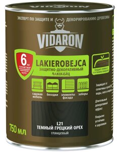 Захисно-декоративний засіб для деревини L21темний грецький горіх Vidaron Лакобейц 0.75 л