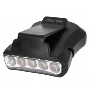 Ліхтарик на козирок кепки MIL-TEC Clip Light 5 LED чорний