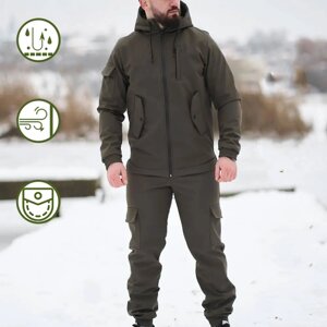 Міцний чоловічий Костюм Intruder Softshell / Водонепроникний Комплект Куртка з капюшоном + Штани хакі розмір S