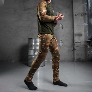 Чоловіча активна Термобілизна Level2 на флісі із Принтом "З Богом за Україну"Теплозберігаючий костюм Кофта + Легінси
