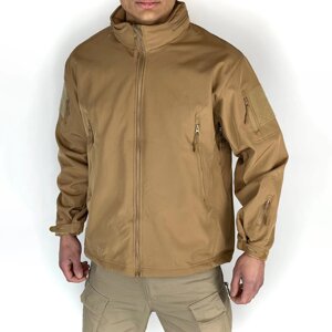 Чоловіча флісова Куртка Softshell з капюшном та вентиляційними блискавками койот розмір L