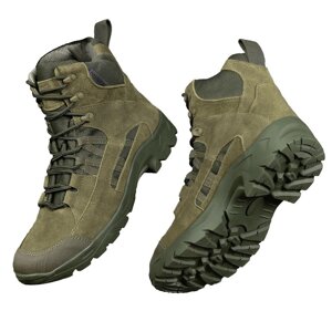 Чоловічі Нубукові черевики з підкладкою Winterfrost 800 олива / Зимове взуття Oplot 2.0 на гумовій підошві розмір 45