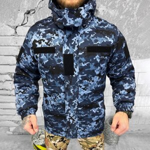Чоловічий бушлат на флісі "Urban Camouflage"Зимова куртка з силіконовим утеплювачем піксель розмір XL