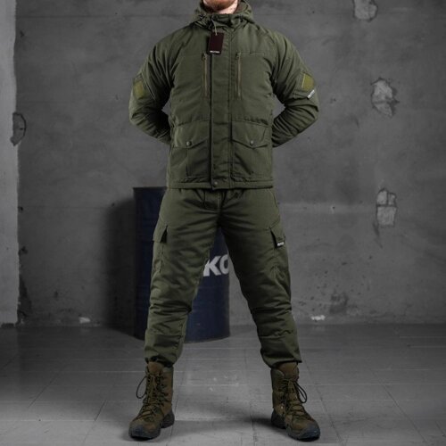 Зимовий костюм Горка "Oblivion" Rip-Stop на силіконі / Чоловіча форма Куртка + Штани з підтяжками олива розмір S
