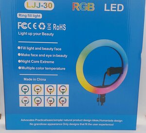 Світлодіодна кільцева лампа LED RGB MJJ-30 , Лампа від USB (селфі кільце для фото з тримачем LED