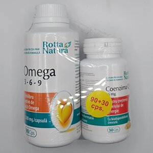Омега 3-6-9, 90 капсул + Коєнзим Q10 15 мг, 30 капсул, Rotta Natura