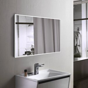 Біле дзеркало в рамі для ванної, алюміній