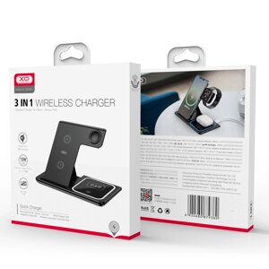 Бездротовий зарядний пристрій XO (WX023) 3in1 Apple watch + Phone + TWS Headset чорний