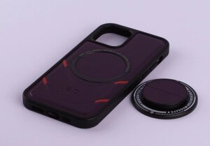 Чохол екошкіра MagSafe DC + magsafe PopSocket для iPhone 13 Pro Max темно-фіолетовий